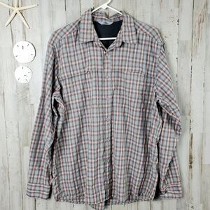 Wrangler Plaid Button Down Shirt Gray Red Size Large